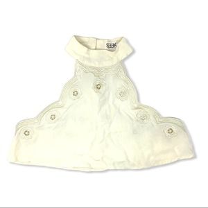 LF Seek the‎ Label ivory embroidered crop halter S